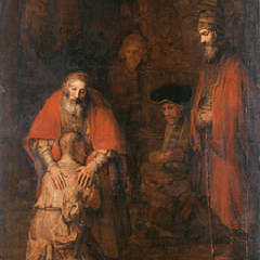 reproductie De terugkeer van de verloren zoon van Rembrandt van Rijn